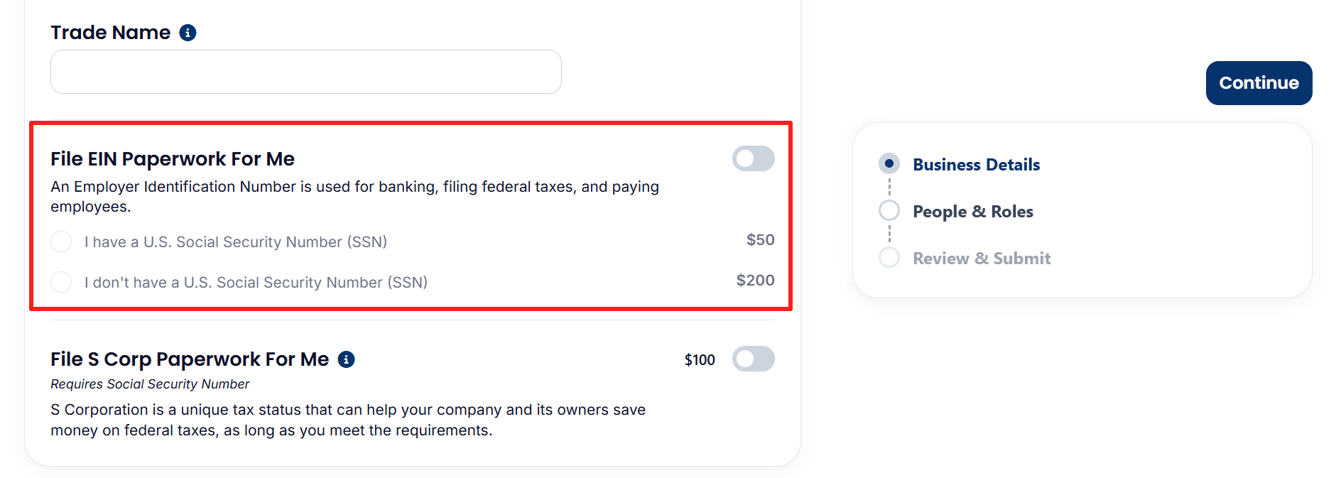  The Northwest Registered Agent LLC has a range of paperwork filing options on its setup page.